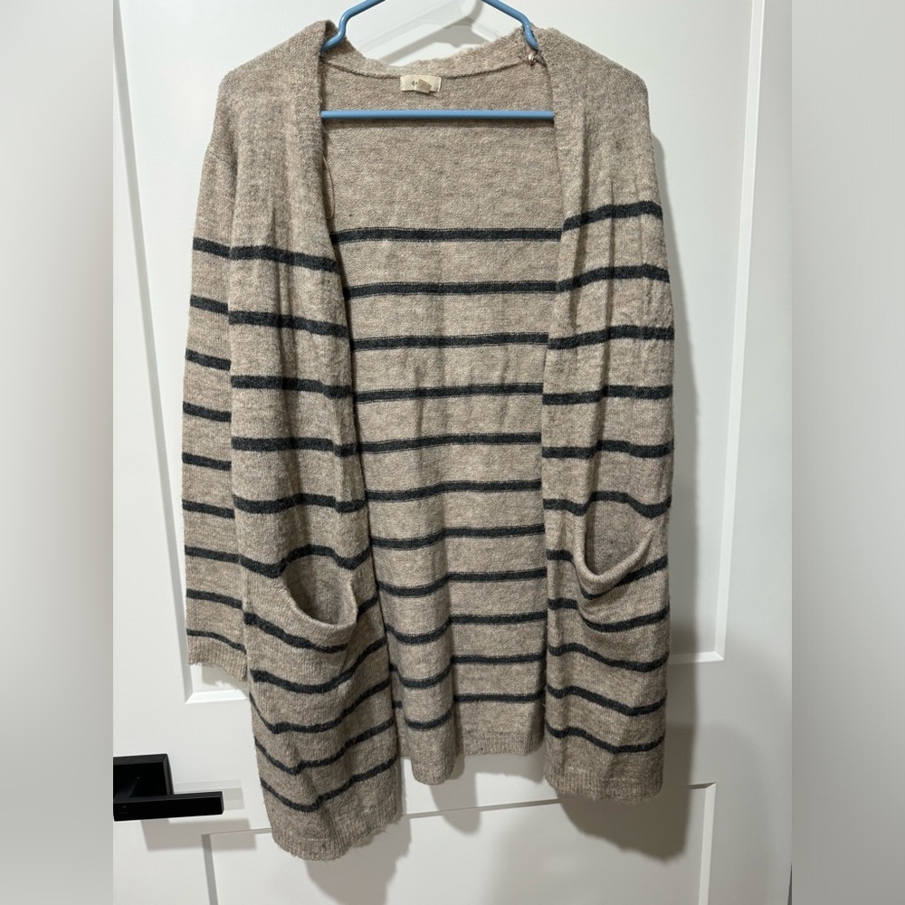 Striped Beige and Gray Women's Sweater